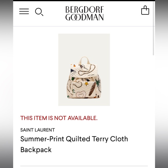 RARE YSL Saint Laurent Summer Print Quilted Terry Cloth Backpack - Picture 8 of 9